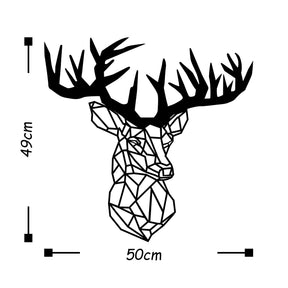 Decoratiune perete Deer3, negru, metal, 50x49 cm