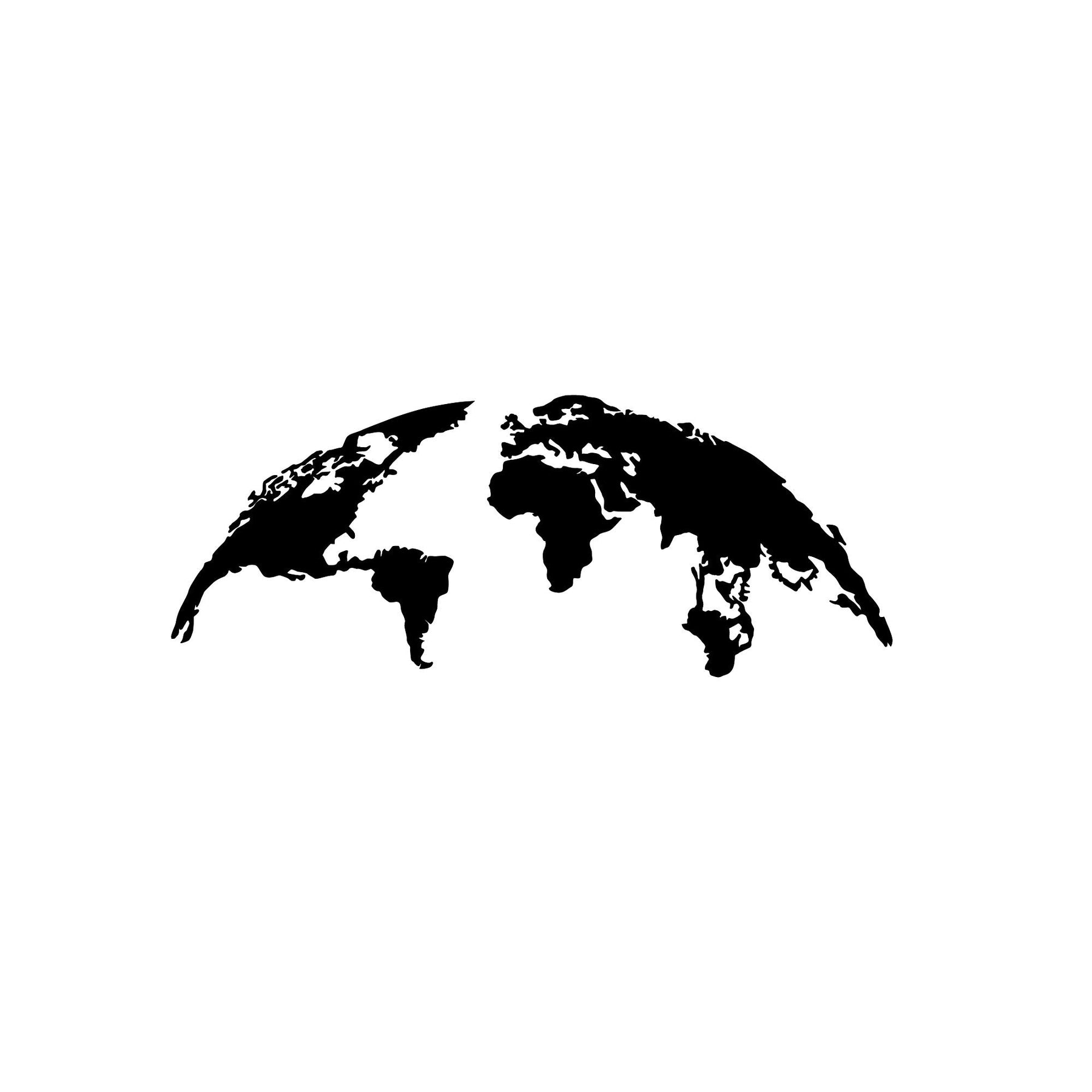 Decoratiune perete World Map Small, negru, metal, 100x39 cm