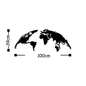 Decoratiune perete World Map Small, negru, metal, 100x39 cm