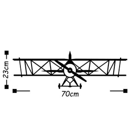 Accesoriu decorativ Airplane, negru, metal, 70x23 cm