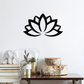 Accesoriu decorativ Lotus Flower 2, negru, metal, 60x35 cm