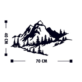 Decoratiune perete Mountain 2, metal, negru, peisaj montan, 47x40 cm