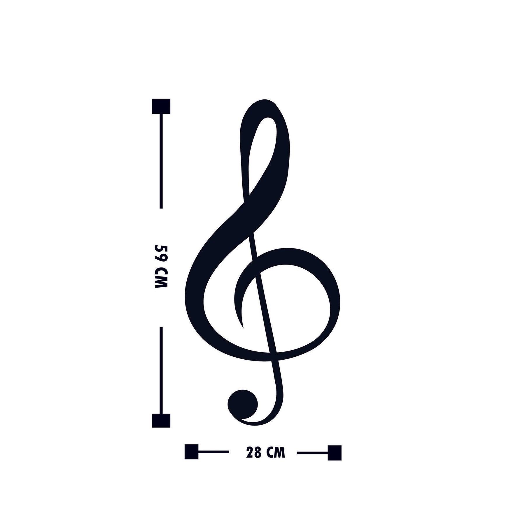 Decoratiune perete Treble Clef, negru, metal, 28x59 cm