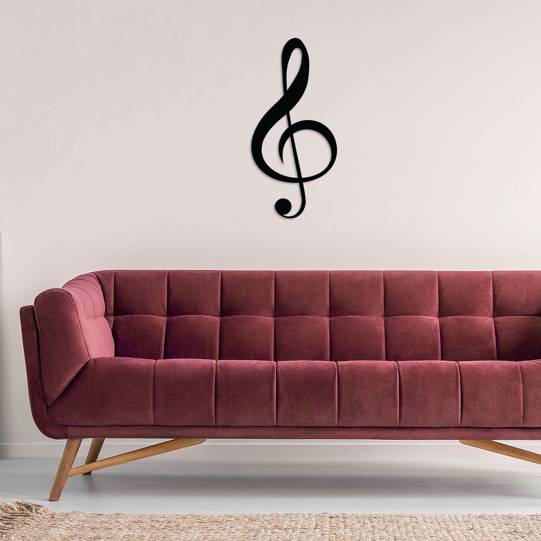 Decoratiune perete Treble Clef, negru, metal, 28x59 cm