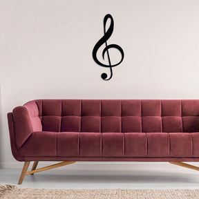 Decoratiune perete Treble Clef, negru, metal, 28x59 cm