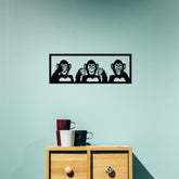 Decoratiune perete Three Monkeys - S, negru, metal, 50x18 cm