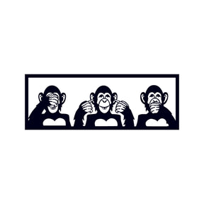 Decoratiune perete Three Monkeys - S, negru, metal, 50x18 cm