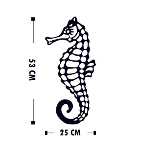 Decoratiune perete Seahorse, negru, metal, 25x53 cm