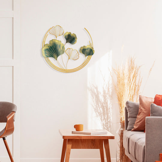 Decoratiune perete Weifang, auriu, metal, 70x7x70 cm