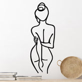 Decoratiune perete Woman Body, negru, metal, 72x26 cm