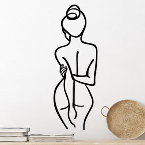 Decoratiune perete Woman Body, negru, metal, 72x26 cm