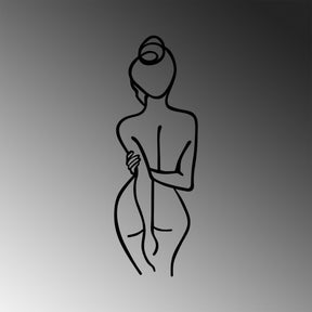 Decoratiune perete Woman Body, negru, metal, 72x26 cm
