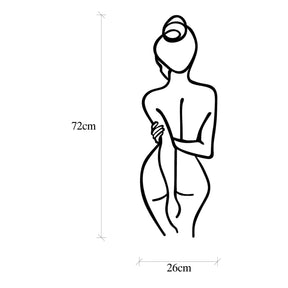 Decoratiune perete Woman Body, negru, metal, 72x26 cm