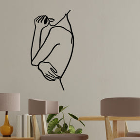 Decoratiune perete Woman 2, negru, metal, 70x38 cm