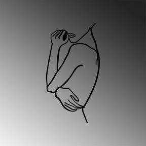 Decoratiune perete Woman 2, negru, metal, 70x38 cm