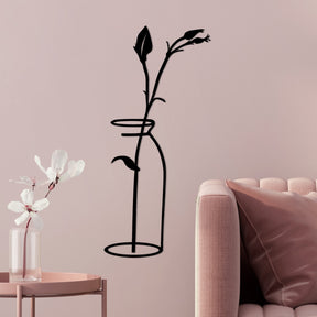 Accesoriu decorativ Flower, negru, metal, 33x71 cm
