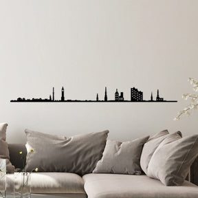 Accesoriu decorativ Hamburg Skyline, negru, metal, 120x11 cm