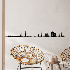 Accesoriu decorativ Hamburg Skyline, negru, metal, 120x11 cm