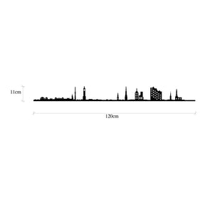 Accesoriu decorativ Hamburg Skyline, negru, metal, 120x11 cm