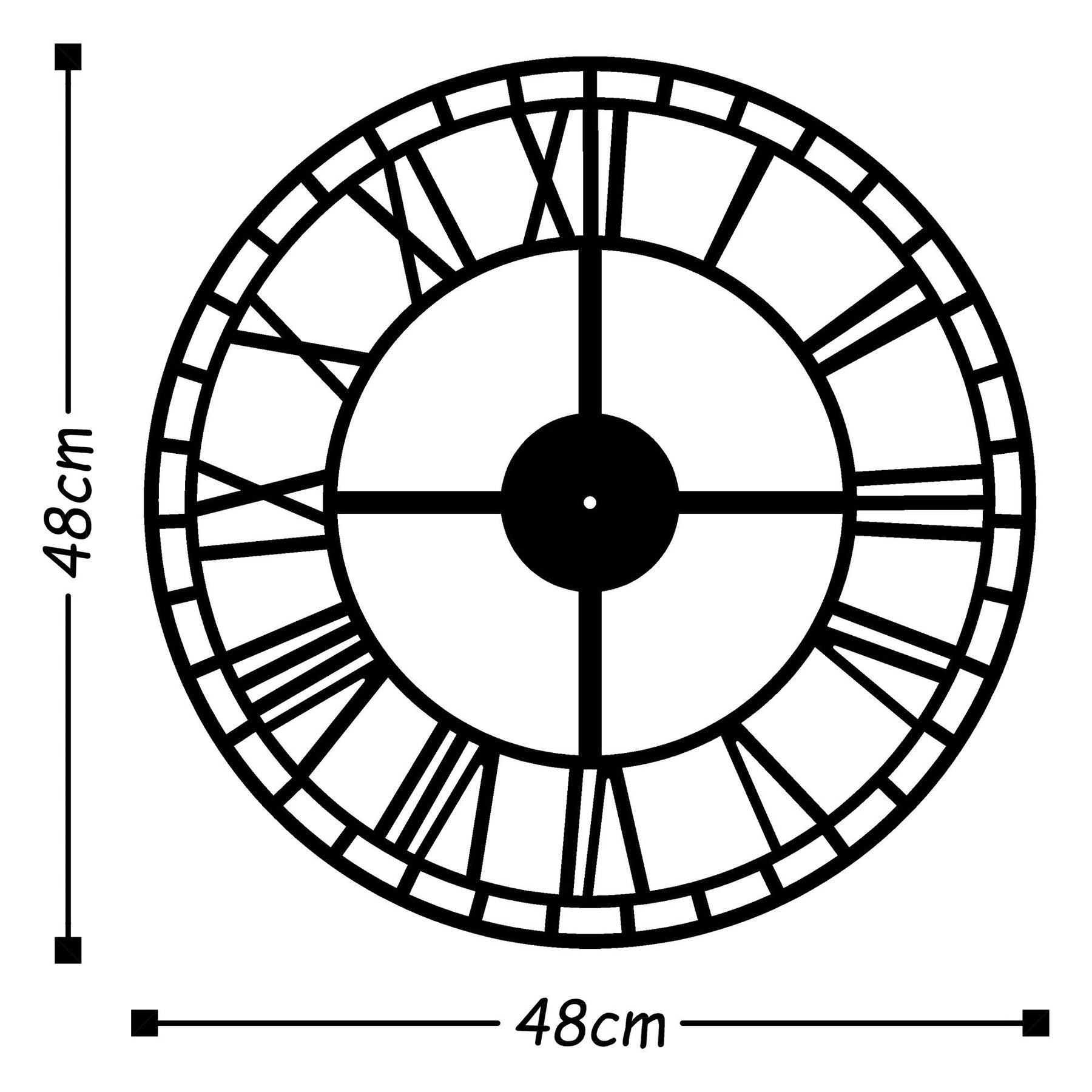 Ceas de perete 891TNL2102, negru, metal, 48x48 cm