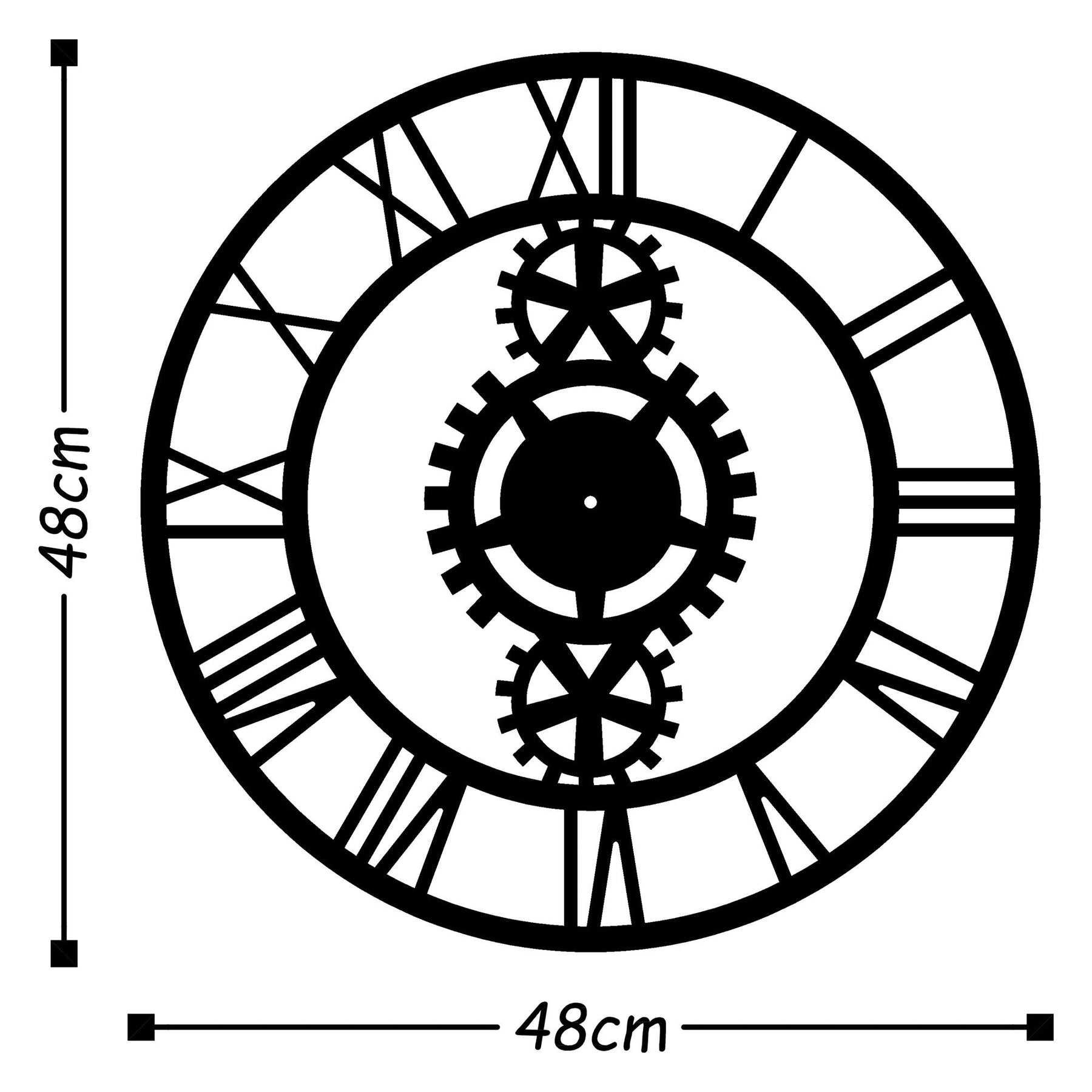 Ceas de perete 891TNL2103, negru, metal, 48x48 cm