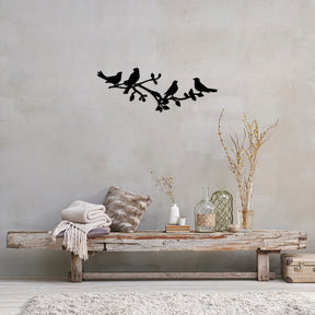 Accesoriu decorativ Birds On The Branc, negru, metal, 70x26 cm