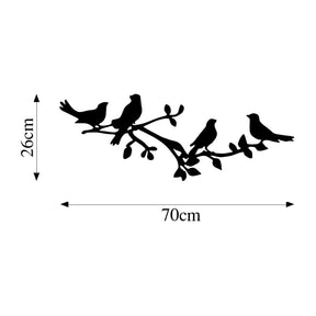 Accesoriu decorativ Birds On The Branc, negru, metal, 70x26 cm
