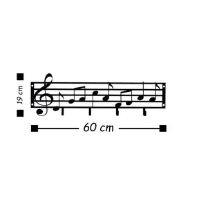 Cuier Note, negru, metal, 60x19 cm