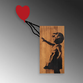 Accesoriu decorativ Banksy-15, negru/stejar, lemn, 83x60 cm
