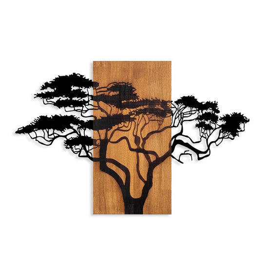 Accesoriu decorativ Acacia Tree-387, negru, lemn/metal, 90x58 cm