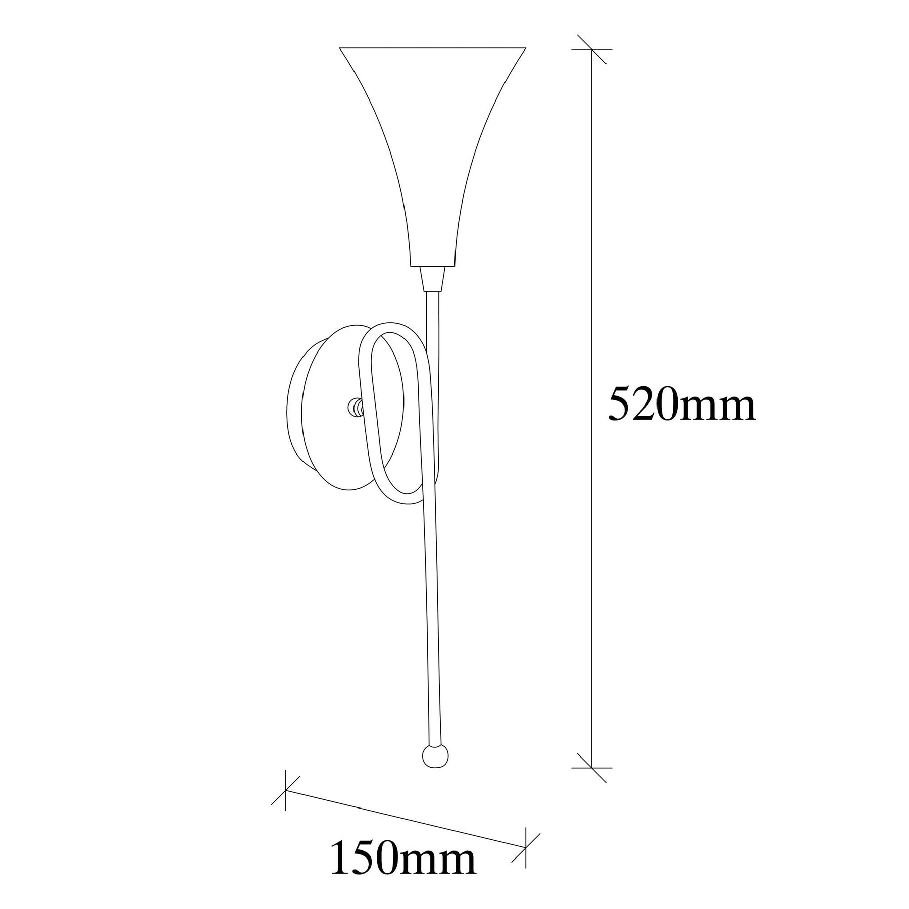 Lampa de perete 3051, auriu, metal, 13x15x52 cm