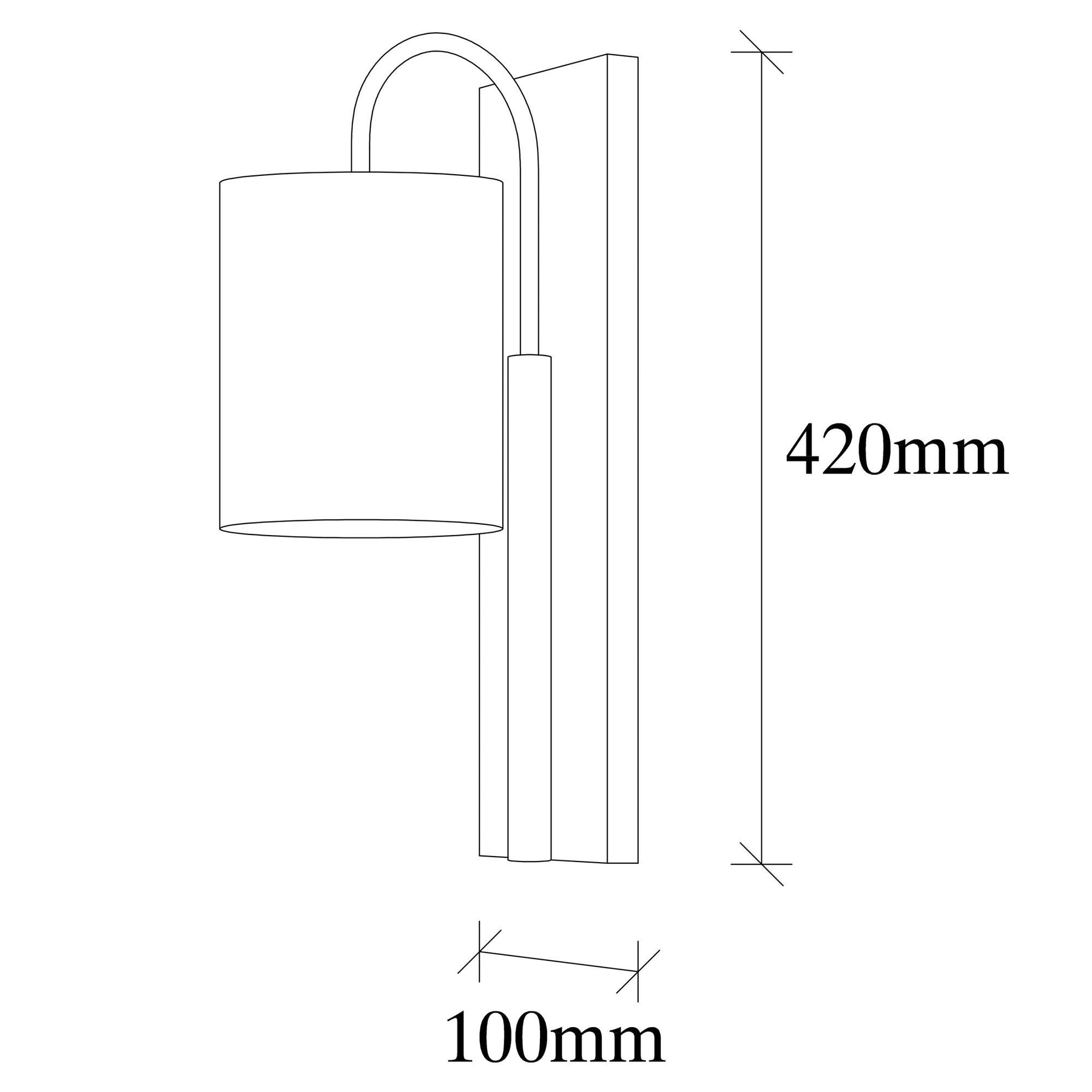 Lampa de perete Baston-3462, negru/maro, metal/material textil, 14x20x42 cm