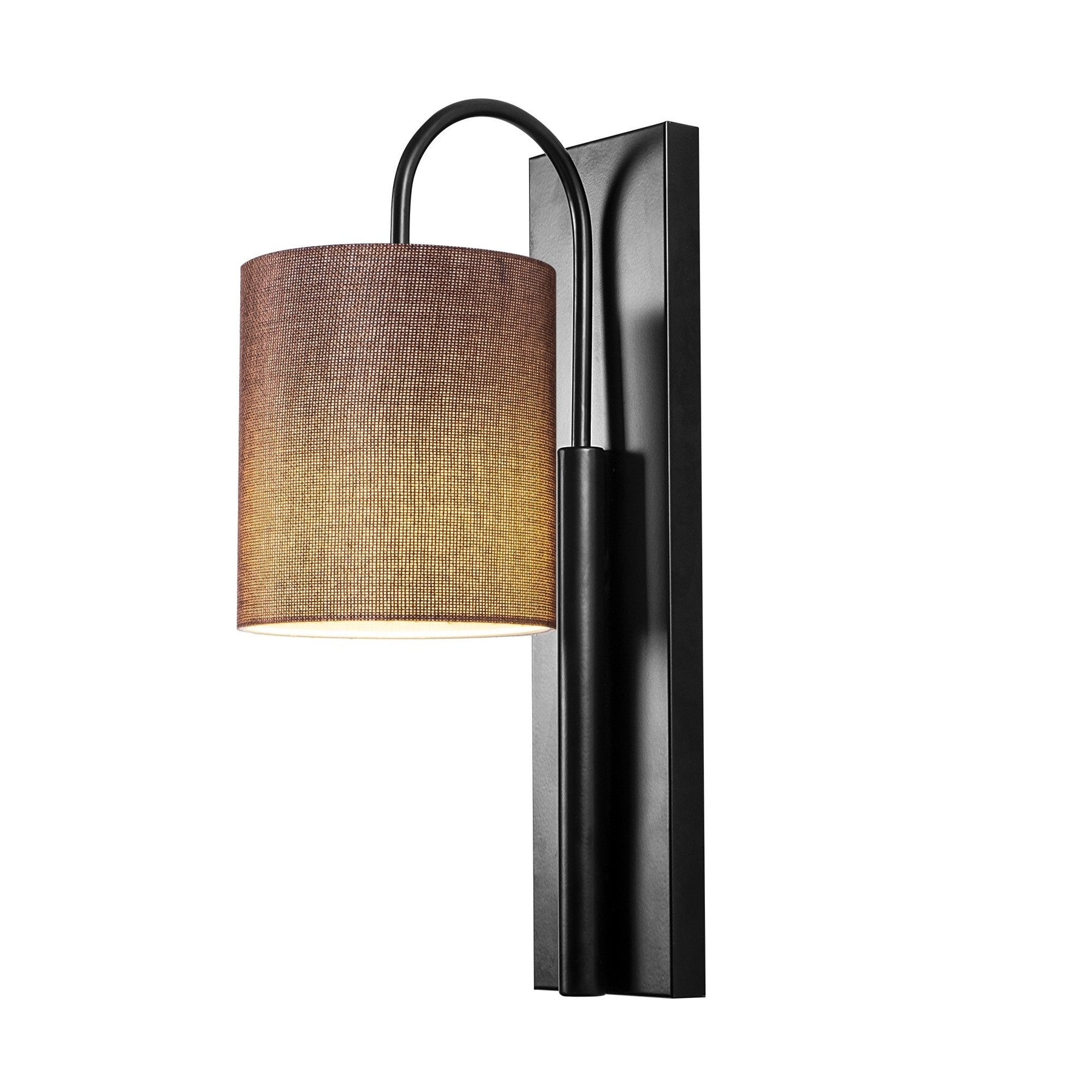 Lampa de perete Baston-3462, negru/maro, metal/material textil, 14x20x42 cm