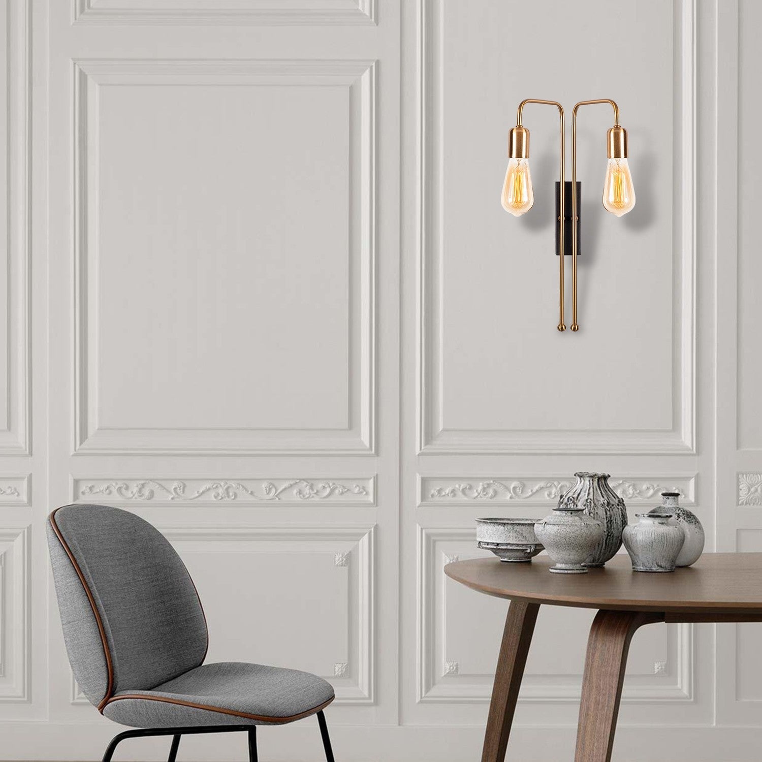 Lampa de perete Mum, 3511, cadru metalic, auriu, 25x20x45 cm