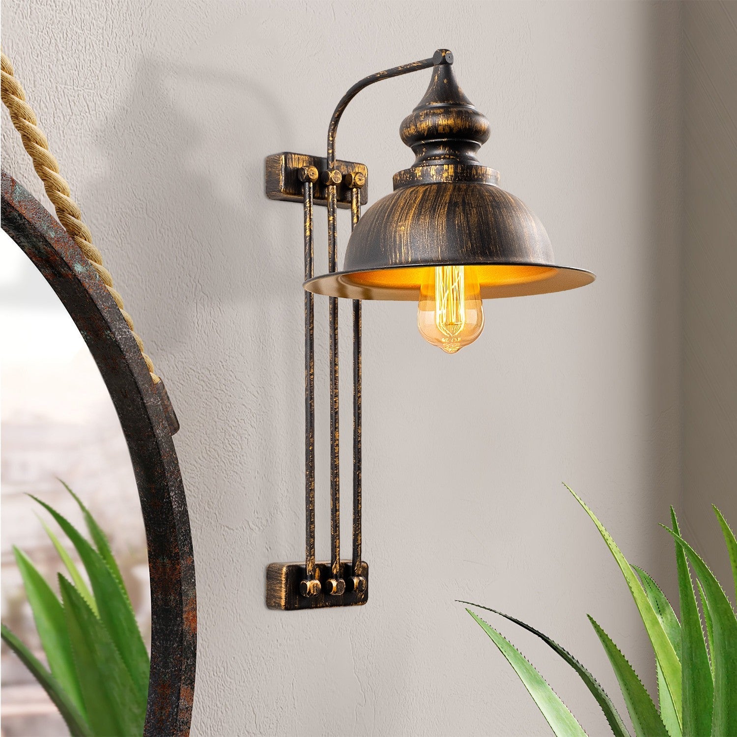 Lampa de perete 3743, maro, metal, 28x32x53 cm