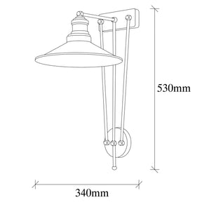 Lampa de perete 3744, negru, metal, 28x34x53 cm