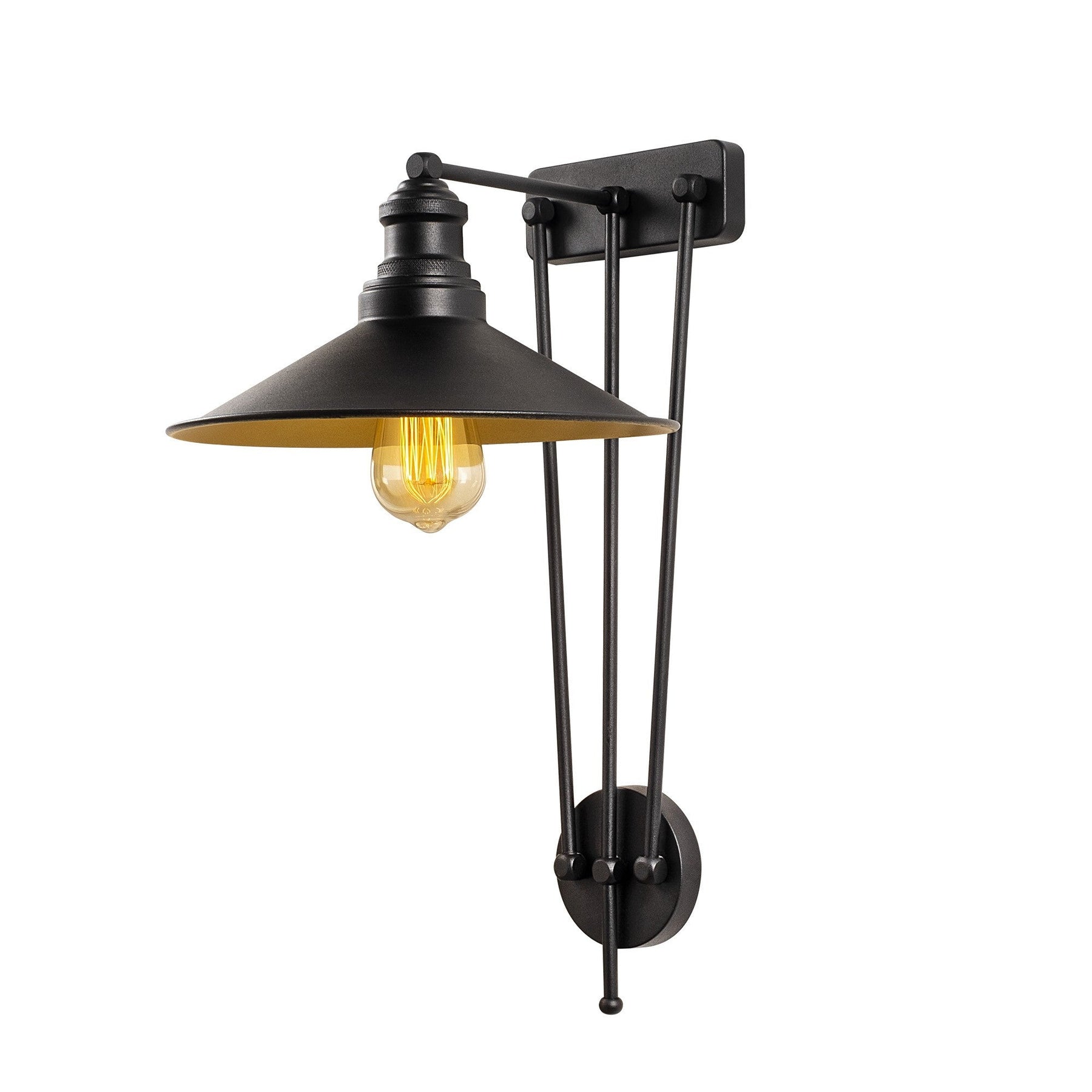 Lampa de perete 3744, negru, metal, 28x34x53 cm