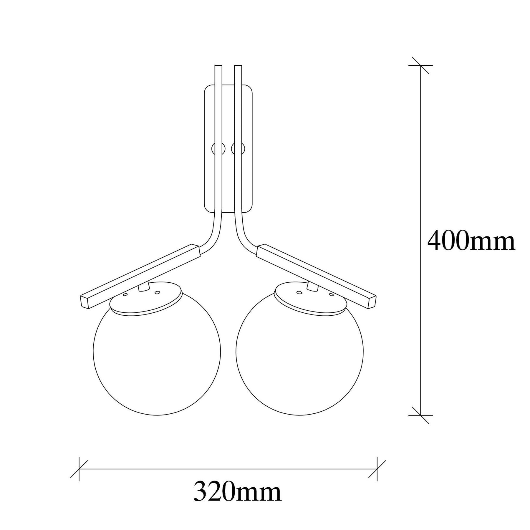 Lampa de perete 4016, negru, metal, 32x20x40 cm