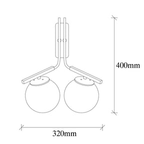 Lampa de perete 4016, negru, metal, 32x20x40 cm