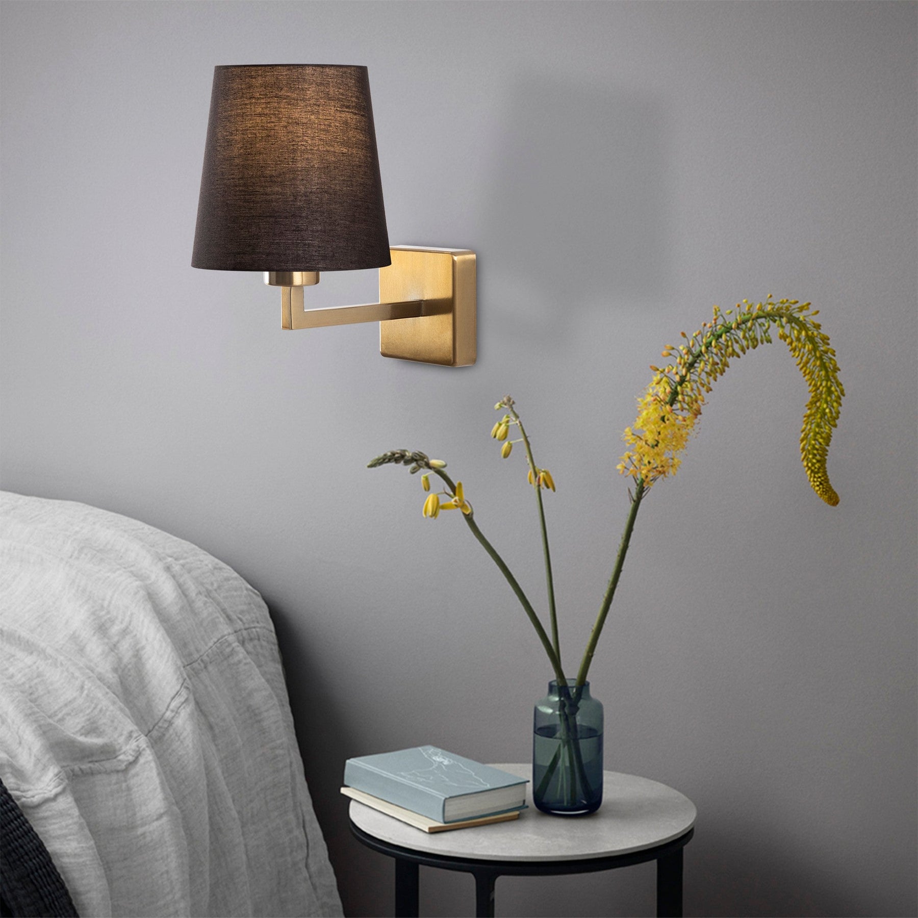 Lampa de perete 4654, negru/maro, metal/material textil, 18x24x30 cm