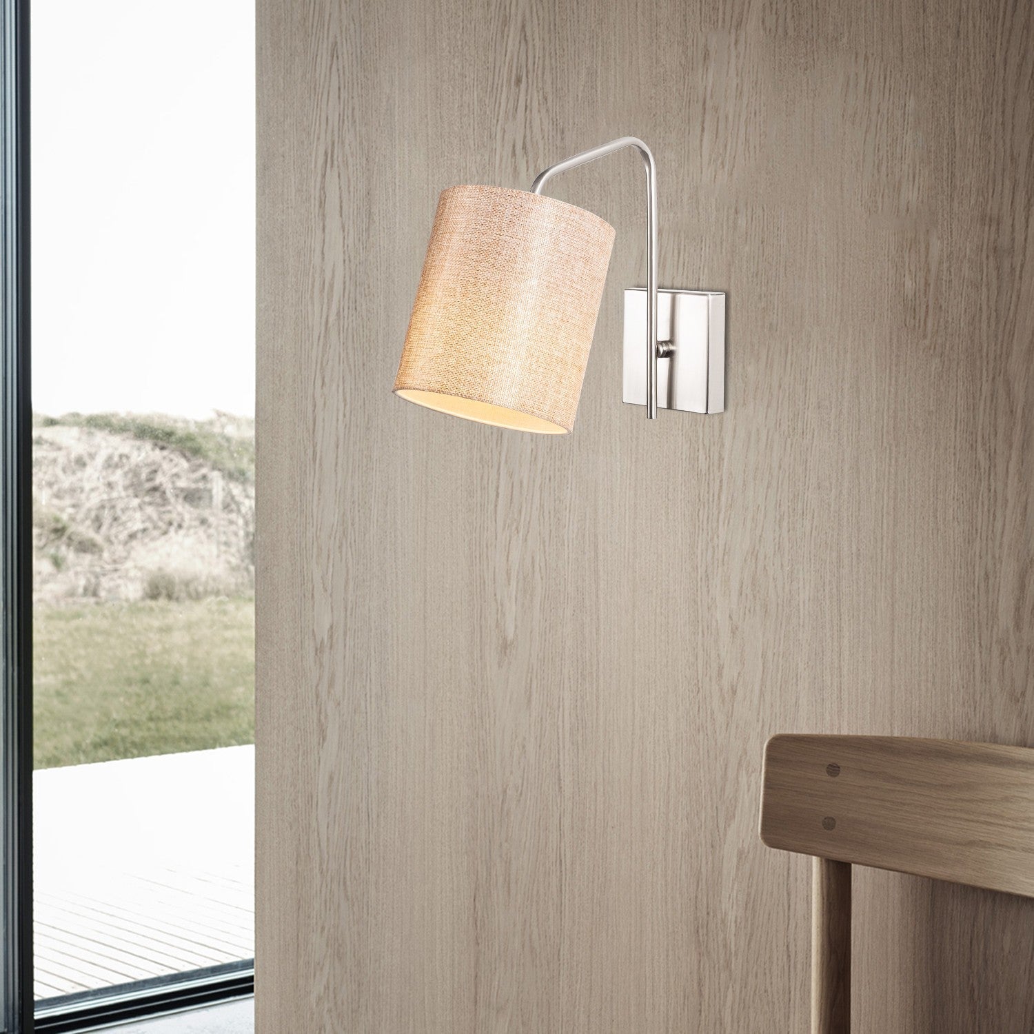 Lampa de perete Ve-6001, crom/crem, metal/material textil, 14x27x24 cm