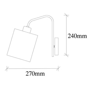 Lampa de perete Ve-6002, crom/alb, metal/material textil, 14x27x24 cm
