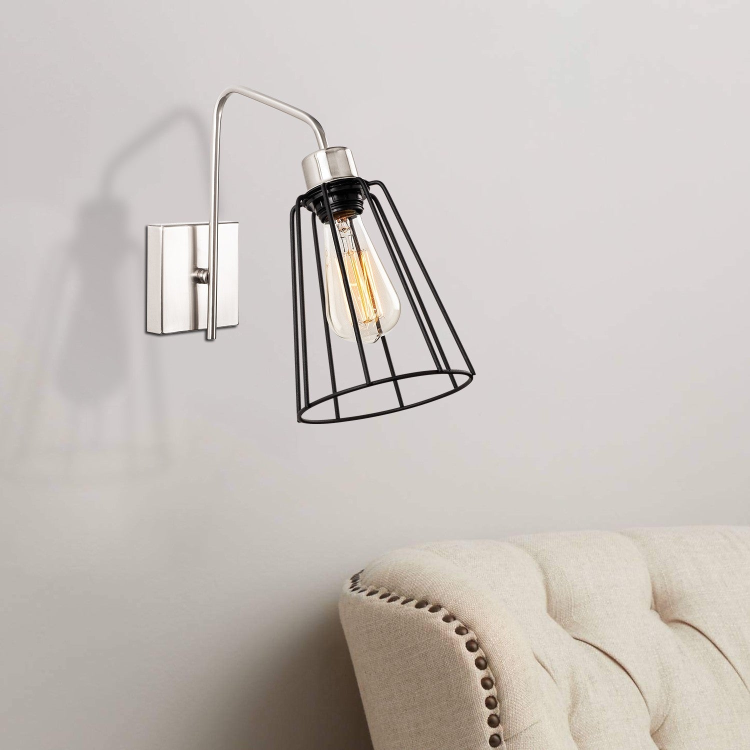Lampa de perete Ve-6005, crom/negru, metal, 15x32x33 cm