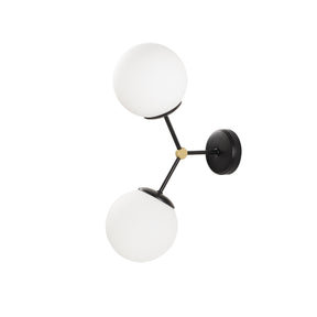 Lampa de perete Damar-6342, negru/alb, metal/sticla, 28x15x44 cm