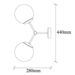 Lampa de perete Damar-6342, negru/alb, metal/sticla, 28x15x44 cm