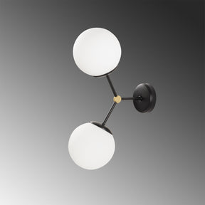 Lampa de perete Damar-6342, negru/alb, metal/sticla, 28x15x44 cm
