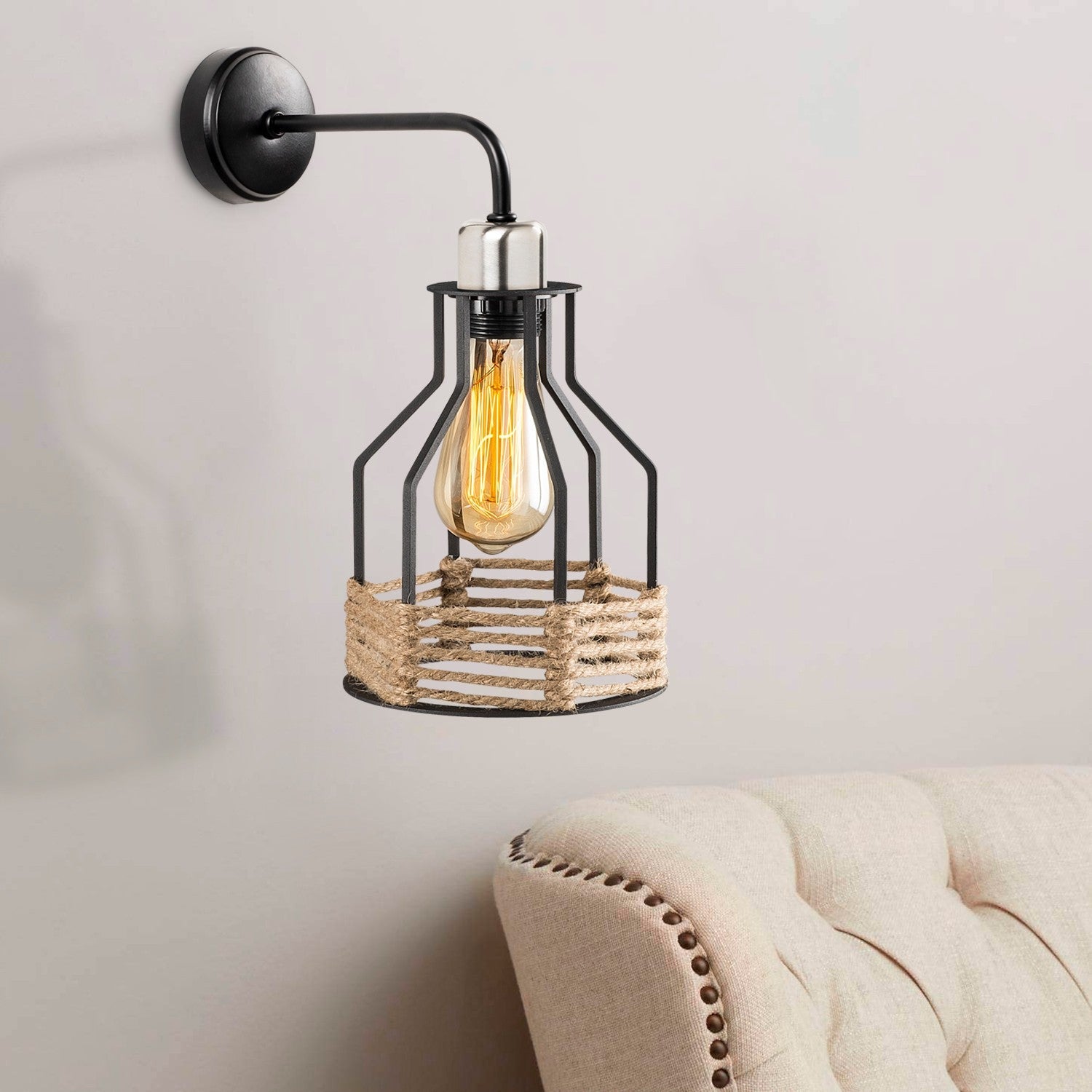 Lampa de perete Fiko-6601, negru, metal, 17x27x33 cm