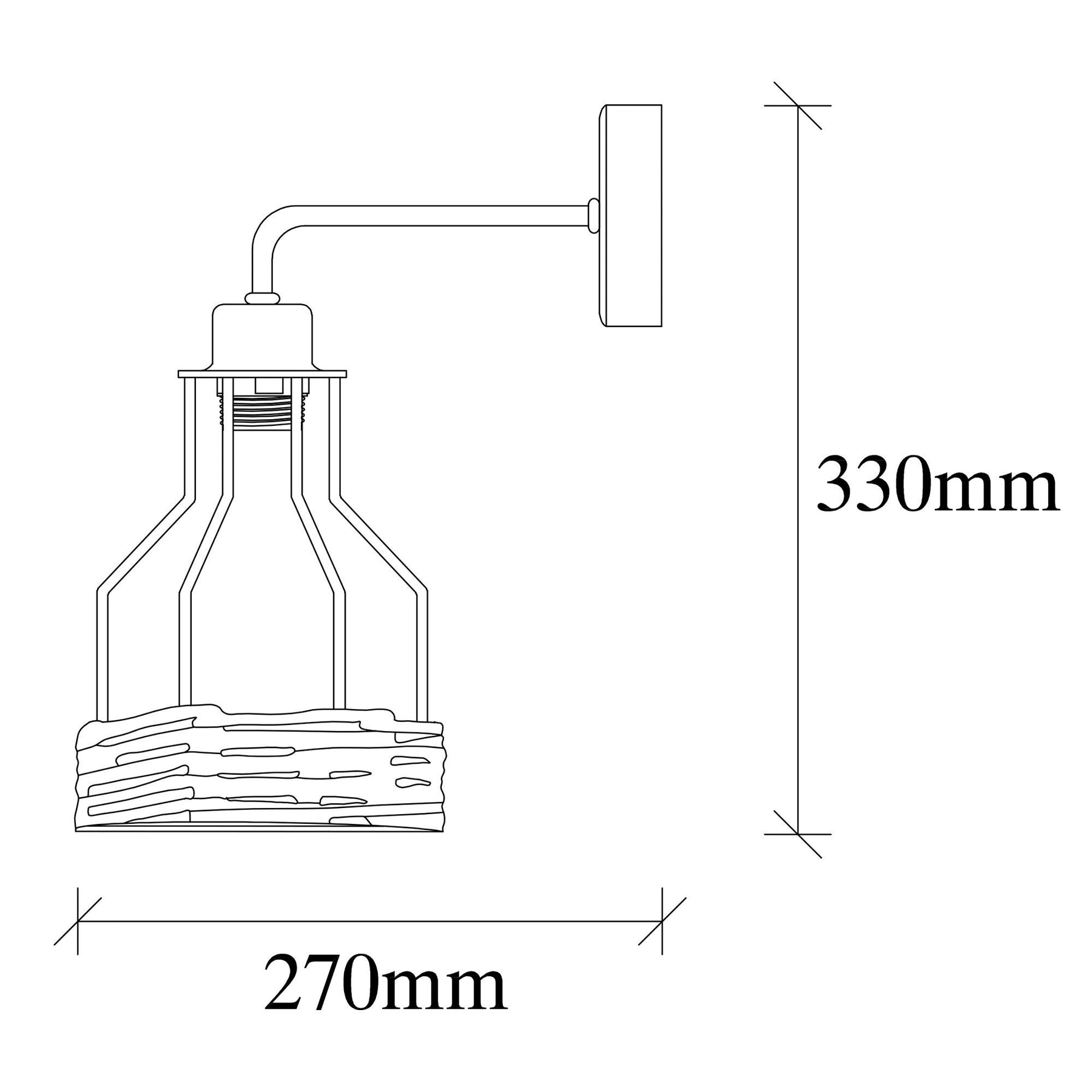 Lampa de perete Fiko-6601, negru, metal, 17x27x33 cm