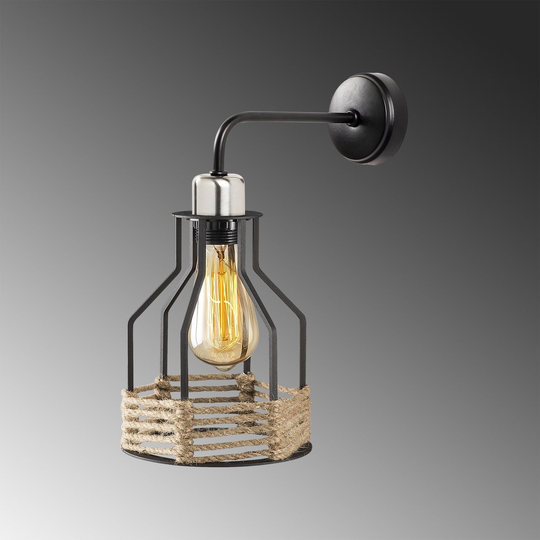 Lampa de perete Fiko-6601, negru, metal, 17x27x33 cm