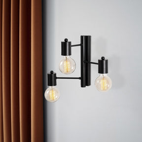 Lampa de perete Hexa, 6946, 3 becuri la diferite inaltimi, cadru metalic, negru, 40x26x30 cm